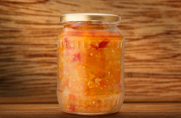 Pickled vegetables in jar