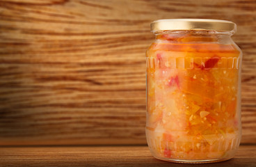 Pickled vegetables in jar