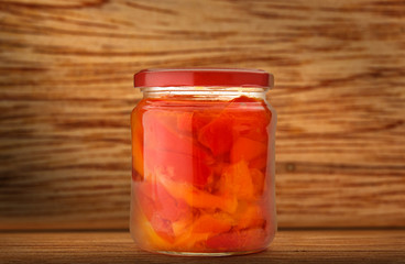Pickled vegetables in jar