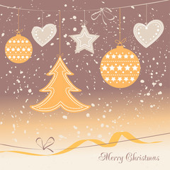 Fototapeta na wymiar Christmas card with colorful decorations