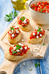 Italian bruschetta with chopped tomatoes