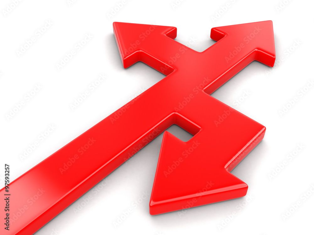 Poster 3d image of arrow in three directions. image with clipping path
