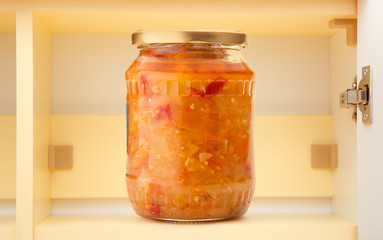 Pickled vegetables in jar