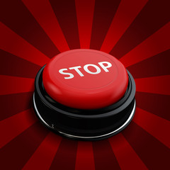 Red button stop. Vector  isolate technology button with reflect.