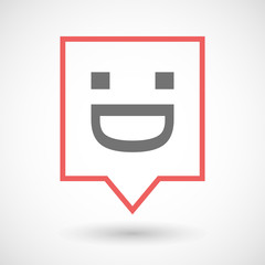Isolated tooltip line art icon with a laughing text face