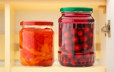 Pickled vegetables in jar