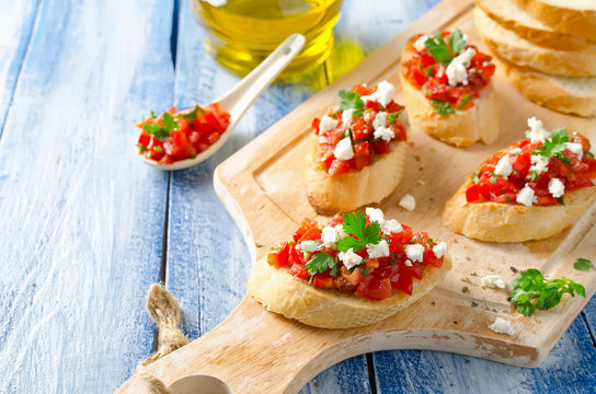 Italian bruschetta with chopped tomatoes