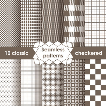 Set of checkered simple fabric seamless pattern
