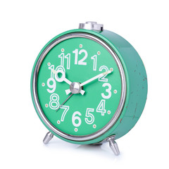 Old clock isolated on white background