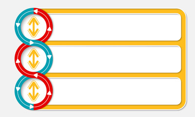 Obraz premium Three connected frames for your text and arrows