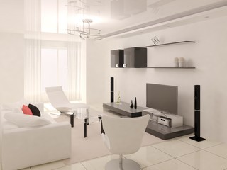 
Interer modern spacious living room.
