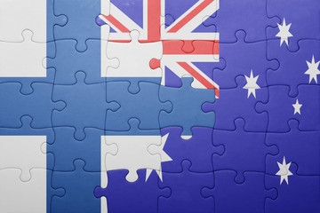 puzzle with the national flag of finland and australia
