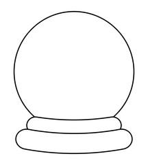 Christmas snowglobe cartoon silhouette design, icon, symbol for card. Winter transparent glass ball. Vector illustration isolated on white background.