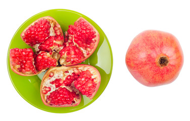 pomegranate in a plate broken