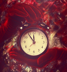 Woman holding alarm clock