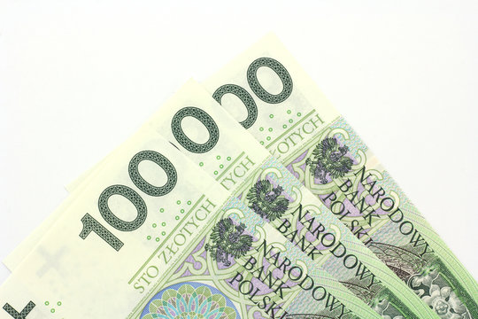 polish currency close up in studio