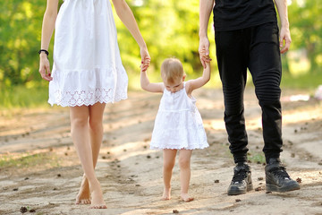 portrait of little girl outdoors in summer