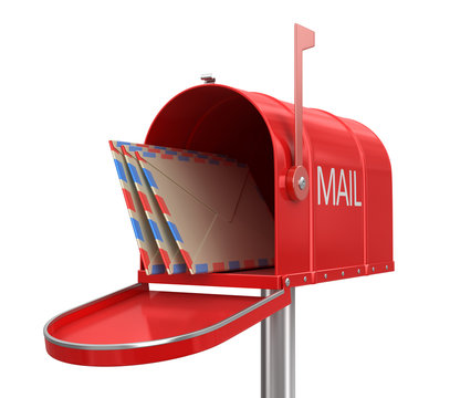 Open mailbox with letters (clipping path included)