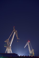 Industrial cargo cranes in the dock