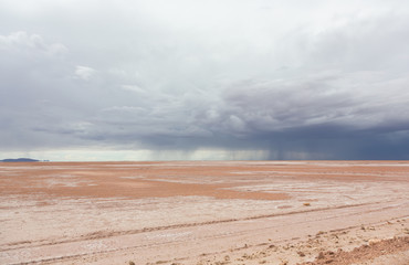 Storm clouds and rain in the desert