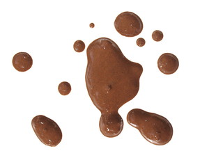 drops of mud sprayed isolated on white background, with clipping path