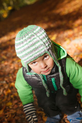 Autumn portrait of cute boy