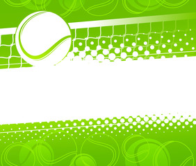 Tennis ball on a green background. Vector illustration