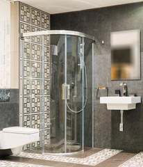 Modern master bathroom in luxury home