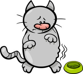 hungry cat cartoon illustration