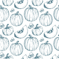 Seamless background with pumpkins. Halloween pattern.