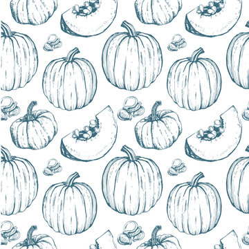 Seamless background with pumpkins. Halloween pattern.