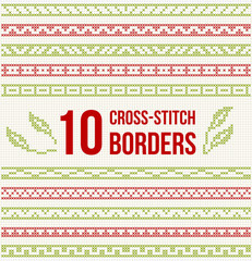 Cross-stitch embroidery - set of borders