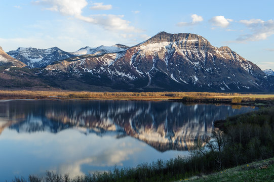 View of the mountains and Waterton lake