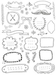 Hand drawn set of design elements