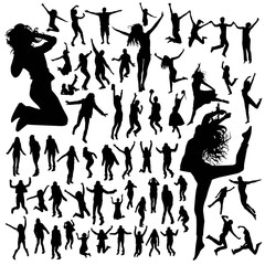 Jumping people silhouettes