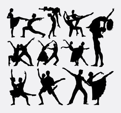 Couple dancer, male and female silhouettes. Good use for symbol, logo, web icon, game elements, mascot, sticker, or any design you want. Easy to use, edit, or change color.