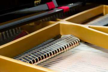 Grand piano strings, hammers and dampers