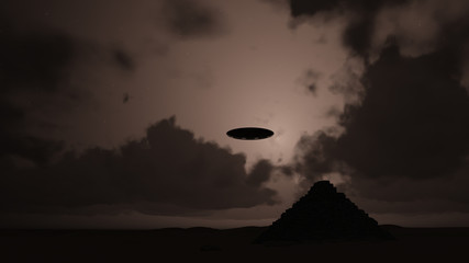 ufo on the background of the pyramid © kolbass