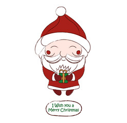cute chibi Santa Claus vector drawing card