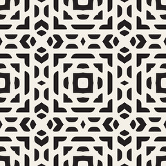 Vector Seamless Black And White Rounded Rectangles Ethnic Oriental Pattern