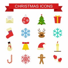 Fototapeta na wymiar Set of Christmas and Winter icons on white background