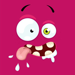 Cartoon face with crazy expression
