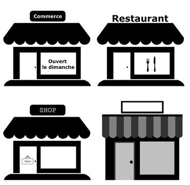 Commerces en 4 ic&ocirc;nes