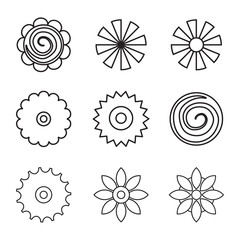 Flower icon set, line collection.