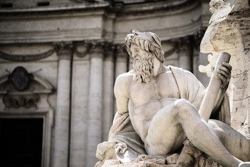 Statue of Zeus in Fountain, Piazza Navona, Rome, Italy - obrazy, fototapety, plakaty