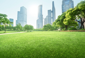 Naklejka premium park in lujiazui financial centre, Shanghai, China