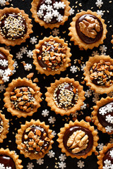 Chocolate nut small tarts. A delicious holiday dessert