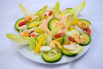 Tropical salad with mango and avocado