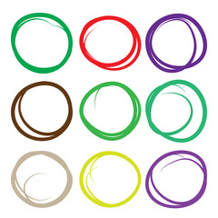 Highlighter elements, large color circle set, yellow, green, red, purple, blue, brown etc.