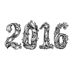 The figures 2016 New Year. Festive illustration vector calligraphic numbers